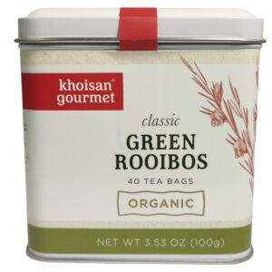 Khoisan Gourmet -  Organic Tea Tin Green Rooibos Teabags (40 x 2.5g)